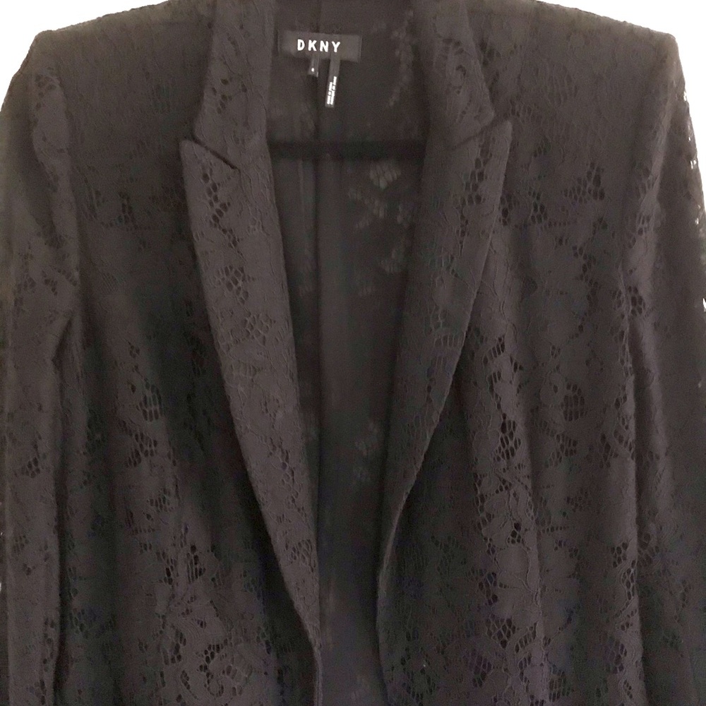 DKNY , BLACK LACE JACKET WITH POCKETS
